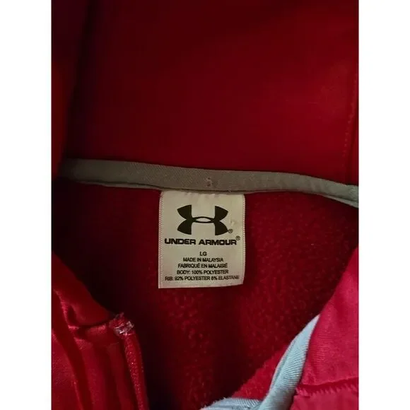 Under Armour Womens Red Full Zip Hoodie Sweatshirt LG Athletic Activewear - Picture 3 of 8